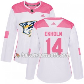 Naisten NHL Nashville Predators Pelipaita Mattias Ekholm 14 Adidas 2017-2018 Valkoinen Vaaleanpunainen Fashion Authentic